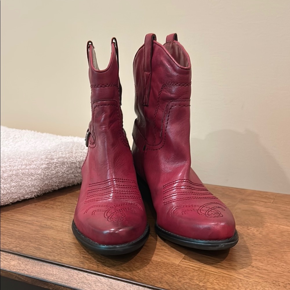 Franco Sarto Waco Western Red Leather Boots SZ8